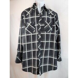 Vtg Flying Hoss Ranch Wear Pearl Snap Shirt Western Guitar Skater Plaid XL‎ XXL